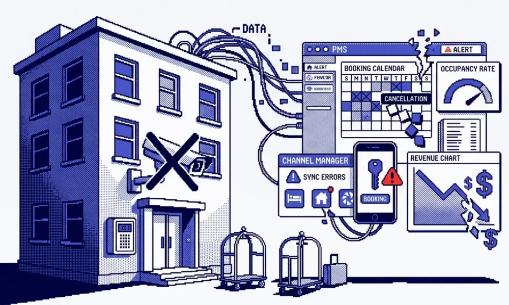 Entrée de location avec caméras de surveillance Airbnb visibles et signalétique