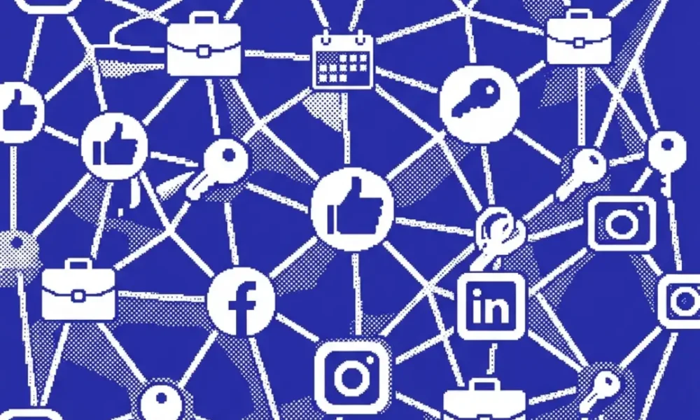 réseaux sociaux conciergeries location courte durée — illustration professionnelle LCD