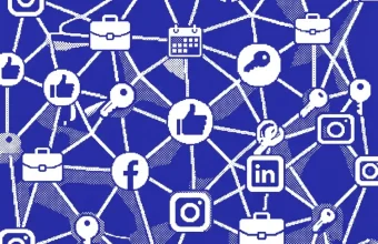 réseaux sociaux conciergeries location courte durée — illustration professionnelle LCD